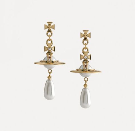 Earrings Vivienne Westwood, Pearl Pendant Earrings, Pearl Drop Earrings Gold, Drop Earrings Gold, Luxury Earrings, Earrings Crystal, Pearl Drop Earrings, Gold Pearl, Pearl Drop