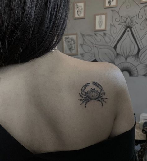 Crab, tattoo, girl Crab Tattoo With Flowers, Feminine Crab Tattoo, Maryland Crab Tattoo, Red Crab Tattoo, Small Crab Tattoo, Crab Tattoo For Women, Tattoo Crab, Cancerian Tattoo, Crab Tattoos