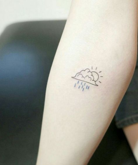 Rain Sun Tattoo, Storm And Sun Tattoo, Sun And Rain Cloud Tattoo, Small Rain Cloud Tattoo, Sun Rain Tattoo, Rain And Sun Tattoo, Sun And Rain Tattoo, Small Tattoos Sun, Rain Tattoos