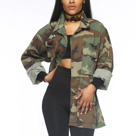 Camouflage Jacket Women, Army Fatigue Jacket, Camo Jacket Women, Camouflage Coat, Varsity Jacket Women, Camouflage Jacket, Womens Jackets Casual, Womens Camo, Army Jacket