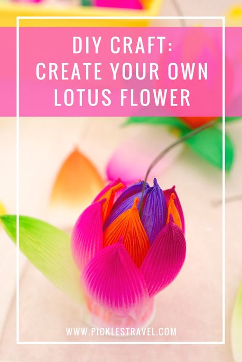 Create your own DIY Korean craft lotus flower craft A wonderful summer craft for the whole family to participate in. Step by step instructions to create your own Lotus Flower at home Korean Crafts, Paper Lotus, Kids Travel Activities, Flower Templates Printable, Asian Home Decor, New Year's Crafts, Paper Flower Template, Giant Paper Flowers, Craft Projects For Kids