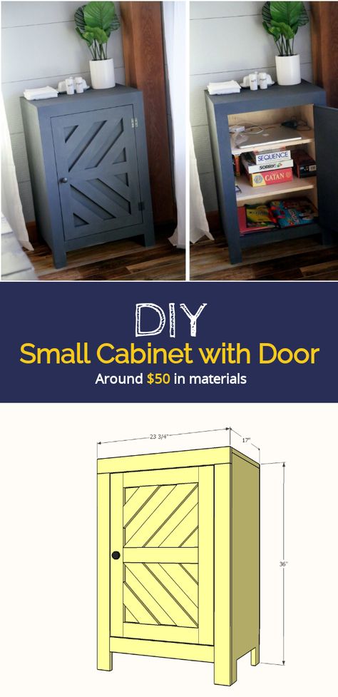 Diy Cabinets Build, Small Bathroom Cabinets, Small Bathroom Storage Cabinet, Bathroom Cabinets Diy, Diy Cabinet Doors, Small Bathroom Diy, Small Storage Cabinet, Cabinet Plans, Door Diy