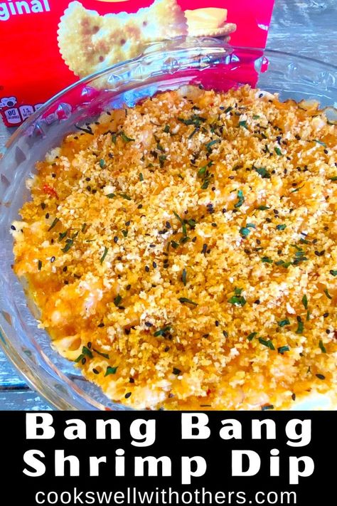 Shrimp dip with Ritz crackers on the side Holiday Dip Recipes, Dinner Side Dish Recipes, Shrimp Dip Recipes, Bang Bang Shrimp Recipe, Bang Bang Sauce, Shrimp Dip, Delicious Dips Recipes, Bang Bang Shrimp, Mini Appetizers