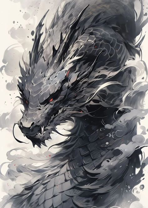 Dragon of the west Dragon Of The West, Eastern Dragon, Shadow Dragon, Japanese Monster, Mythical Dragons, Dragon Tales, Dragon Artwork Fantasy, Spirit Animal Art, Asian Dragon