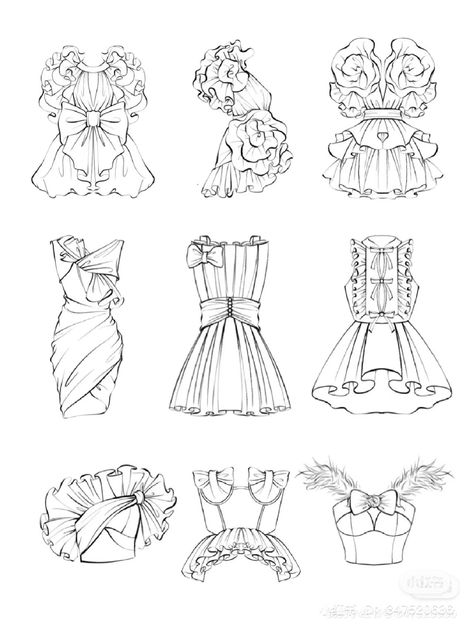 Creative Dress Ideas, Fashion Illustration Ruffles, Jillee Arts, Flat Fashion Illustration, Elegant Sketches, Female Poses Drawing, Variation Art, Fashion Design Digital, Clothes Design Drawing