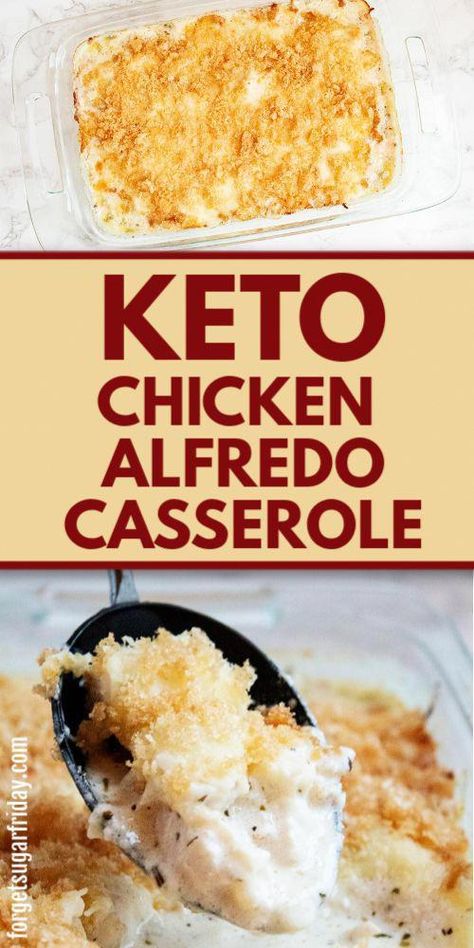 This Keto Chicken Alfredo Casserole recipe is a SUPER delicious keto dinner recipe! You will love digging into this easy keto chicken recipe with creamy alfredo sauce and a cheesy, crunchy baked topping. Best of all, it's ready in only 35 minutes! You can also save the leftovers for your next keto lunch recipe or high fat low carb lunch recipe. A yummy keto meal idea and low carb meal idea! #RecipesforCooking Keto Chicken Alfredo Casserole, Keto Chicken Alfredo, Casserole Ideas, Alfredo Casserole, Chicken Alfredo Casserole, Keto Dinner Recipe, Creamy Alfredo Sauce, Keto Chicken Casserole, Keto Soups