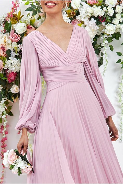 Wedding Guest Dress For Petite Women, Sleeve Formal Dresses, Vestidos Dresses, Long Chiffon Dress, Blush Prom Dress, Dress For Petite Women, Mother Of Groom Dresses, Chiffon Dress Long, Long Sleeve Dress Formal