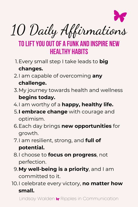 Feeling stuck in a funk? Start each day with these 10 powerful affirmations to inspire change and cultivate healthy habits. Dive into my latest post for more empowering insights. #DailyAffirmations #HealthyHabits 10 Affirmations, Affirmations Confidence, In A Funk, Gratitude Challenge, Powerful Affirmations, Self Care Bullet Journal, What Is Self, Daily Positive Affirmations, Healthy Routine