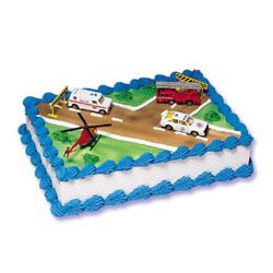 Emergency Vehicles - BC-CK201P Vehicles Cake, Vehicle Cake, Cake Truck, Wrestling Cake, Firetruck Cake, Cake Decorating Kit, Bakery Crafts, Fireman Birthday, Truck Cake