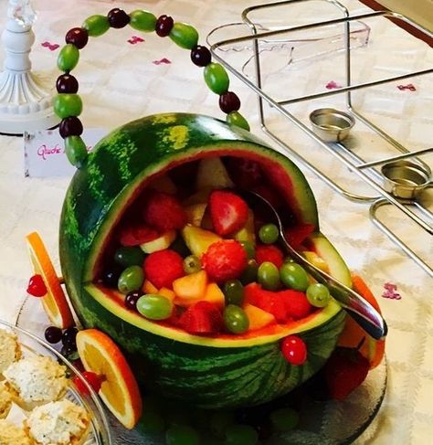 Watermelon Stroller Fruits Basket, Baby Shower Watermelon Carriage, Flameless Cooking Ideas, Tractor Watermelon, Watermelon Tractor, Baby Shower Fruit Ideas, Watermelon Stroller, Watermelon Carriage, Fruit Baby Carriage