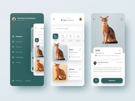 🐈 Pets Adoption App 🐶 by Marina Logunova | Dribbble | Dribbble App Navigation Design, การออกแบบ Ui Ux, Desain Ux, To Do App, Parallax Effect, Mobile Navigation, Ui Design Mobile, Ui Ux 디자인, Web Design Mobile