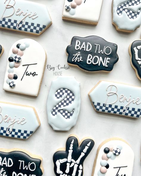 When your vision comes to life! Bad two the Bone 🦴 #bigcookiehouse #treasurecoast #portsaintlucie #sugarcookies #cookiesofinstagram #edibleart #badtwothebone #badtwothebonebirthday #birthdaycookies #birthdayparty Bad 2 The Bone Cookies, Bad Two The Bone Birthday Cake, Funny Sugar Cookies, Bad Two The Bone Cookies, Bad Two The Bone Cake, Bad 2 The Bone Birthday Party Boy, Bad To The Bone Birthday Party, Bad Two The Bone Birthday Party Boy, Bad Two The Bone Birthday Party