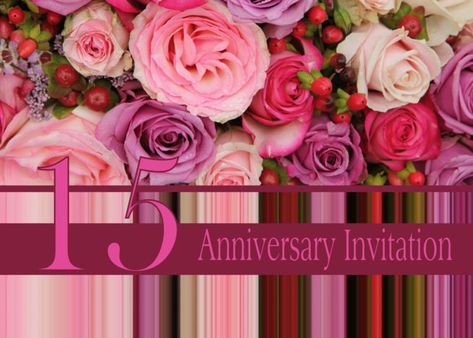 15th Wedding Anniversary Invitation Card - Pastel roses and stripes card Happy Mothers Day Cousin, 48th Wedding Anniversary, 26th Wedding Anniversary, 28th Wedding Anniversary, Mothers Day Roses, Wedding Card Quotes, 35th Wedding Anniversary, 15th Wedding Anniversary, Mother Card