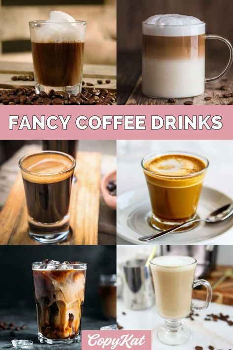 Do you enjoy coffee and want to make fancy coffee drinks and coffee cocktails? Learn about the different types of coffee and espresso drinks and how to make them at home with easy recipes. DIY hot and cold coffee drinks are less expensive than at the coffee shop. Coffee Drinks Recipes, Fun Coffee Drinks, Fun Coffee Recipes, Mcdonalds Sweet Tea, Diy Coffee Drinks, Diy Caramel, Caramel Cappuccino, Fancy Coffee Drinks, Macchiato Recipe