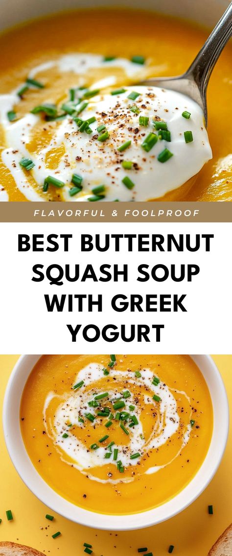 Image for Best Butternut Squash Soup with Greek Yogurt Anti Inflammation Diet Soup, Soup With Greek Yogurt, Spaghetti Squash Soup, Easy Butternut Squash Soup, Best Butternut Squash Soup, Creamy Butternut Squash Soup, Soup Lovers, Easy Butternut Squash, Inflammation Diet