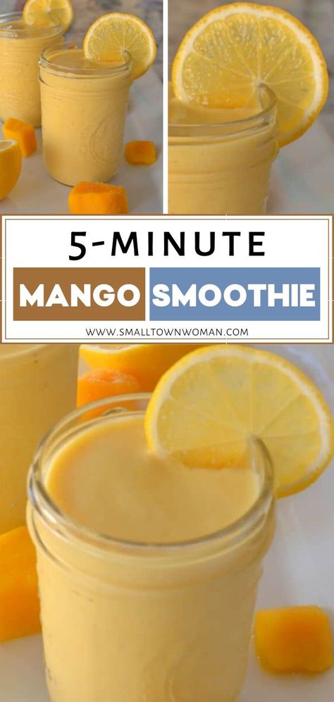 Mango Smoothie is always a winner! This delectable recipe comes together in less than 5 minutes, featuring a delicious mix of mango, banana, yogurt, milk, and lemon juice. Kids will enjoy this refreshing drink for breakfast, lunch, or after school! Save this and try it! Healthy Mango Smoothie, Banana Apple Smoothie, Mango Banana Smoothie, Mango Smoothie Recipes, Recipe For Breakfast, Smoothies For Kids, Smoothie Prep, Keto Friendly Desserts, Pineapple Smoothie