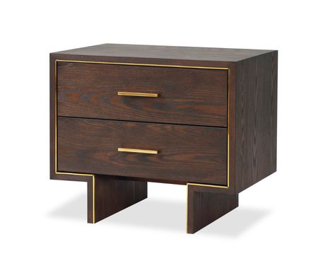 Liang & Eimil Tigue Bedside Table Black Ash Veneer Gold Plating GM-ST-148 Ash Dark Brown, Dark Brown Ash, Dark Bedside Tables, Luxury Bedside Table, Statement Lamp, Walnut Bed, Black Bedside Table, Luxury Bedroom Furniture, Contemporary Cushions