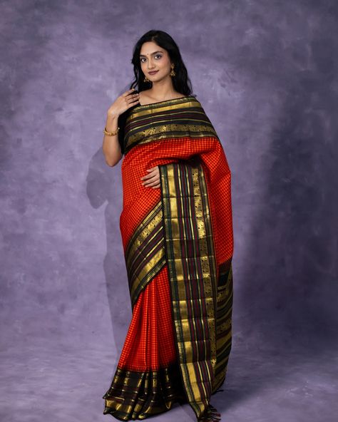 Leila | The Dark Beauty This checkered Kanjeevaram silk saree is flawlessly complemented by an intricately woven black zari border. [Summer Collection, Kanchipuram silk saree, Tulsi Silks, Tulsi, Tulsi Weaves, Kanjeevaram Pattu, Handwoven sarees, Kanchipuram, Pure Silk Sarees, Handwoven silk saree, Trending silk saree, bridal silk saree] Saree Trending, Silk Saree Bridal, Tulsi Silks, Kanjeevaram Silk Saree, Ikat Blouse, Shibori Sarees, Crepe Silk Sarees, Mysore Silk Saree, Organza Silk Saree