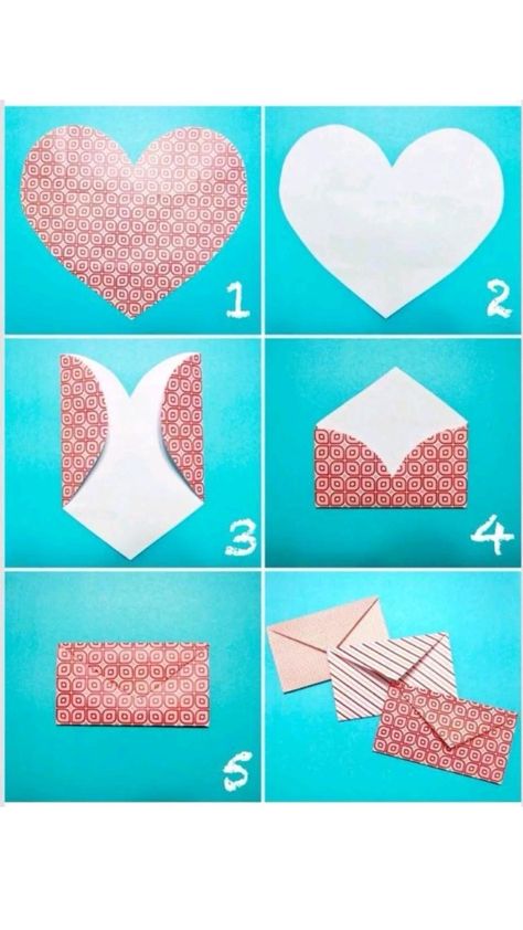 Make An Envelope, Heart Envelope, Cute Envelopes, How To Make An Envelope, Diy Envelope, Handmade Envelopes, Diy Presents, Envelope Template, Birthday Cards Diy