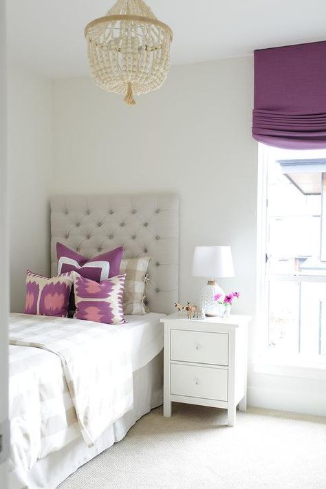 Bedroom Ideas Purple, Girls Bedroom Grey, Gingham Pillow, Purple Girls Bedroom, Purple Girls Room, Purple Bedrooms, Pb Teen, Purple Bedroom, Purple Rooms