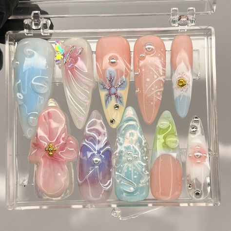 Lily Nails, Korean Nails, Acrylic Press On Nails, Nail Art Set, Really Cute Nails, Cat Kuku, Manicure Y Pedicure, Dream Nails, False Nail