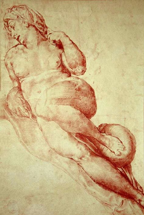 Copy: Michelangelo- Study of a woman body Michelangelo Paintings, Nicolai Fechin, Masters Drawings, Figure Drawing Female, Classic Drawing, Ancient Greek Sculpture, Anatomy Sculpture, Male Figure Drawing, Master Drawing