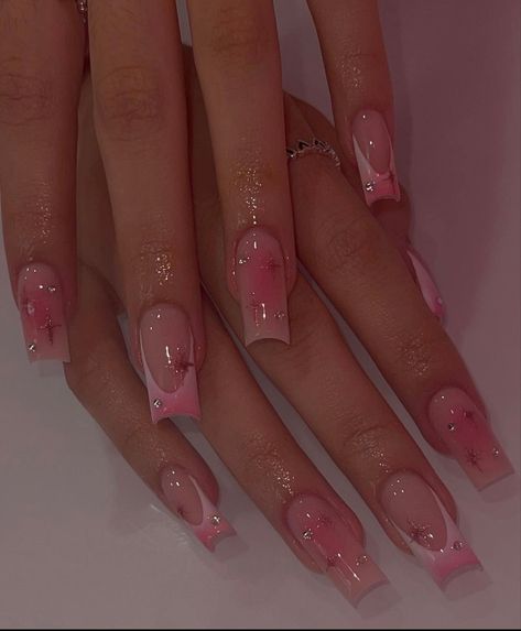 Aura Nails With French Tips, Pink Frenchies, Classy Acrylic, French Acrylic Nails, Classy Acrylic Nails, Unique Acrylic Nails, Acrylic Nails Coffin Short, Short Acrylic Nails Designs, Pink Acrylic Nails