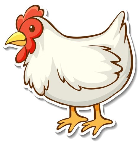 Draw A Chicken, Farm Cartoon, Chicken Pictures, Cute Chickens, Theme Background, Sticker Template, Farm Scene, Animal Stickers, A Chicken