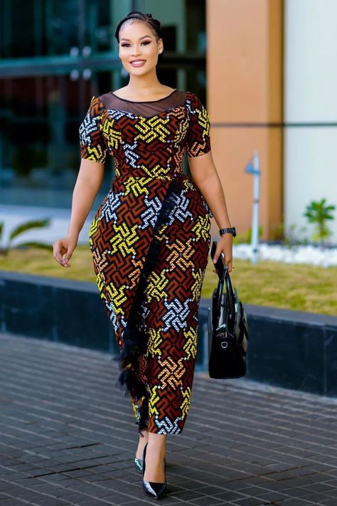 Ankara Dress For Short Ladies, Ladies African Wear Designs, Ruracio Outfits For Ladies Ankara, Womens African Fashion Ankara Styles, African Print Dress Styles For Ladies, Latest Style For Ankara, Wax Styles For Women, Latest African Wear For Ladies, Ankara Modest Styles