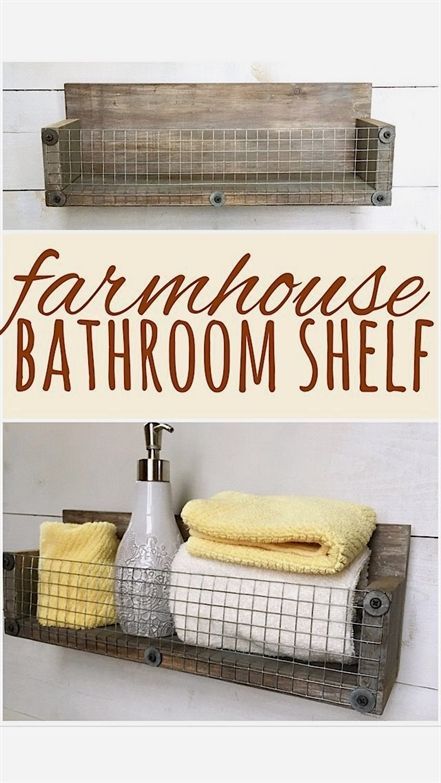 Diy Bathroom Storage Ideas, Basket Shelf, Primitive Bathrooms, Diy Bathroom Storage, Farmhouse Shelves, Rustic Bathrooms, Chic Bathrooms, Bathroom Shelf, Trendy Bathroom