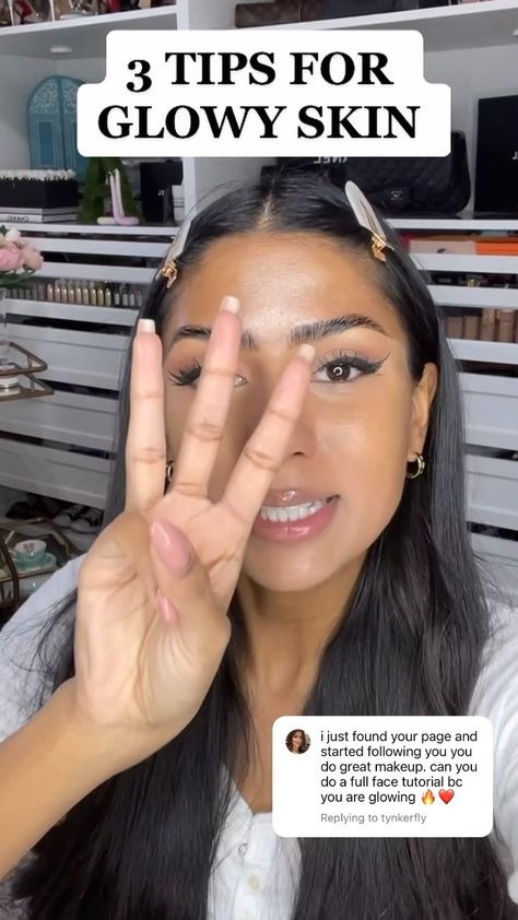 Dewy Look Makeup, Super Glowy Makeup, How To Get Glowy Skin, Natural Dewy Makeup Look, Glowy Dewy Makeup, Dewy Skincare, Glowy Face, Natural Dewy Makeup, Glowy Skin Makeup