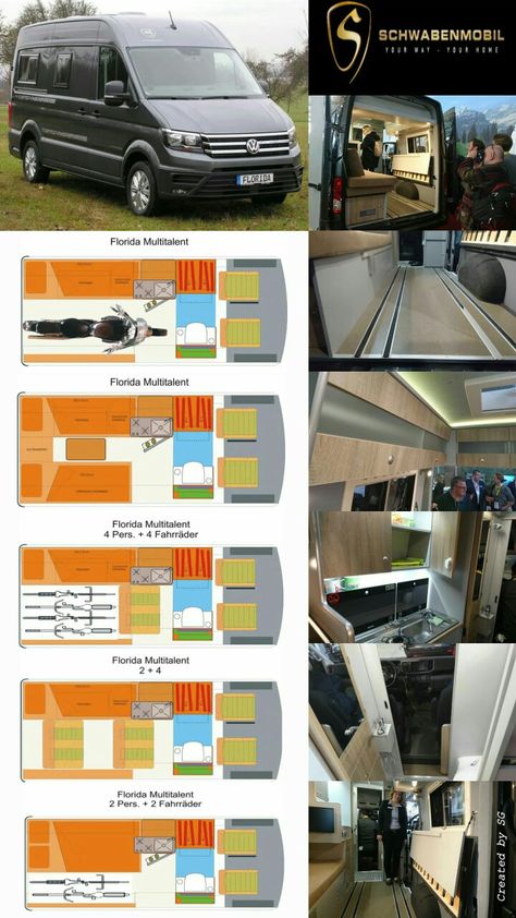 Crafter 2 camper  by  schwabenmobil Vw Crafter Mwb Conversion, Crafter Camper Conversion, Vw Crafter Camper, Van Layouts, Van Interiors, Best Campervan, Trailer Life, Vw Crafter, Mini Camper