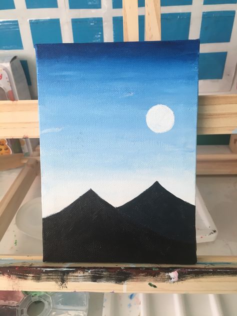 Painting In A4 Sheet, Cute Easy Paintings On Canvas For Beginners, Ngelukis Simple, Mini Canvas Art Landscape, Basic Painting Ideas For Beginners, Painting Ideas In Paper, Drawings On Canvas Easy, Gambar Cat Air Simple, Naturalisme Art Simple