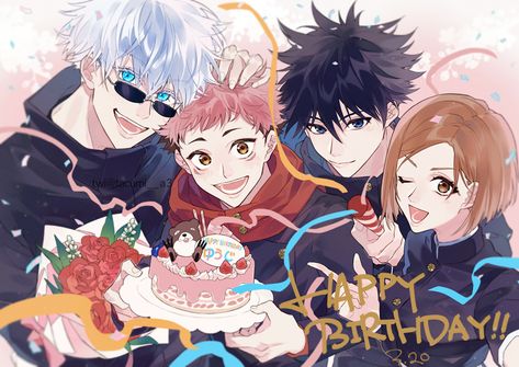 Happy Birthday Art, Happy Birthday Wishes Quotes, Birthday Wishes Quotes, Demon Art, Anime Fairy, Anime Couples Manga, Cute Friends, Print Stickers, Jujutsu Kaisen