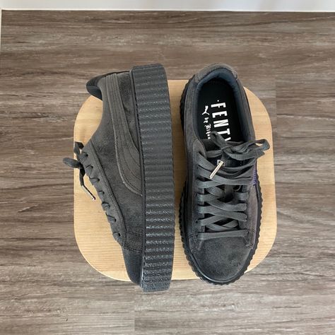 Nib Puma X Fenty Rihanna Creepers Sz 6 In Glacier Grey Velvet. Puma Creepers Outfit, Fenty Shoes, Rihanna Puma Sneakers, Fenty Puma Shoes, Rihanna Creepers, Fenty Creepers, Puma Rihanna Fenty, Fenty Puma Creepers, Fenty Rihanna