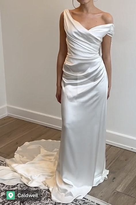 Drapey Silk Wedding Dress, Draped Satin Wedding Dress, Cowl Neck Corset Wedding Dress, Satin Draped Wedding Dress, Cowell Neck Wedding Dress, Cream Satin Wedding Dress, Silk Fitted Wedding Dress, Sleek Silk Wedding Dress, Katherine Tash Bridal