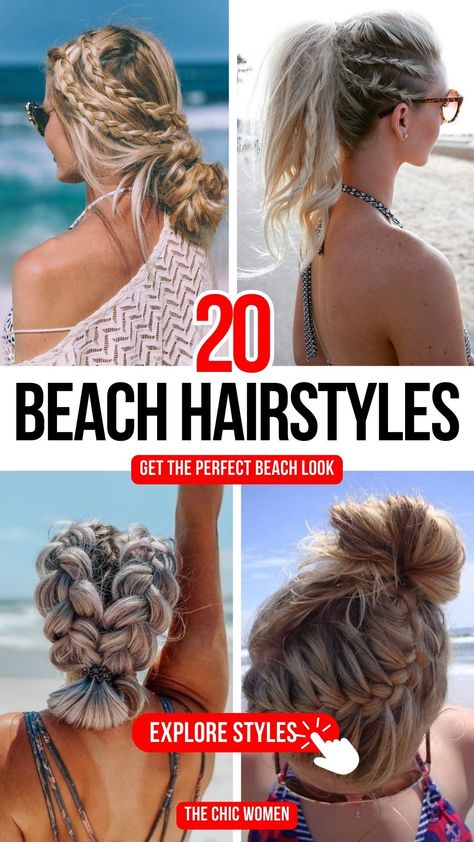 20 Gorgeous Beach Hairstyles You Need to Rock This Season! Cute Easy Beach Hairstyles, Beach Hair Styles, Beach Hairstyles With Hat, Beach Braids, Tousled Waves, Beach Hairstyles, Boho Hairstyles, Ocean Breeze, Popular Hairstyles