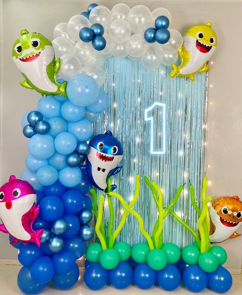 Theme Anniversaire Baby Shark, Baby Shark Decorations Ideas, Baby Boys Birthday Themes, 2 Nd Birthday Decoration Ideas Boy, Birthday Theme For 2nd Birthday Boy, Anniversaire Baby Shark, Baby Shark 3rd Birthday Party Boy, Birthday Themes For Boys 3rd, Baby Shark Diy Decorations