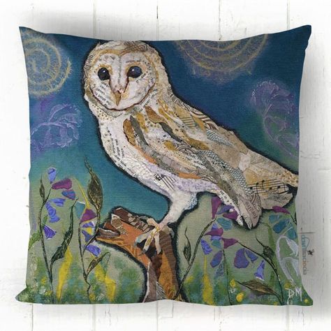 Owl Cushion, Owl Lamp, Applique Cushions, Owl Applique, Eagle Bird, Snowy Owl, Paper Artwork, Owl Design, Barn Owl