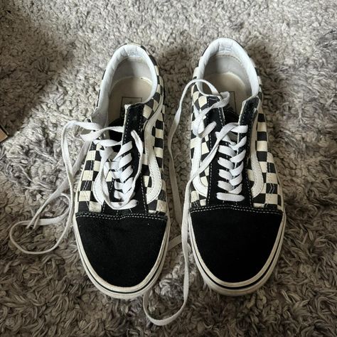 checkered vans 
women’s 9 men’s 7.5 
no paypal... - Depop Vans Aesthetic, Checkered Shoes, Platform Vans, Vans Checkered, Vans Women, Checkered Vans, Womens Vans, Women's Sneakers, Womens Sneakers