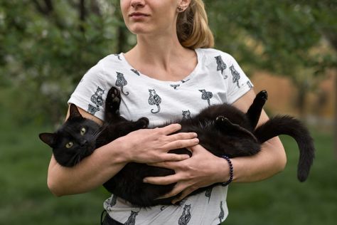 Trust Me: Embracing Your Inner Cat Lady Can Make You a Better Girlfriend Cat Age Chart, Better Girlfriend, White Cat Breeds, Holding A Cat, Cow Cat, White And Black Cat, Cat Profile, Cat Couple, Cat Reference