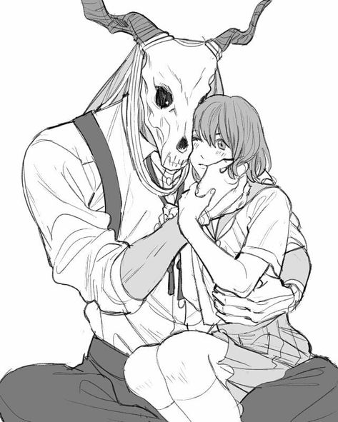 Elias Ainsworth Fanart, Chise X Elias, Magnus Bride, Chise Hatori, Elias Ainsworth, Train Drawing, Magus Bride, Brides With Tattoos, Ancient Magus Bride