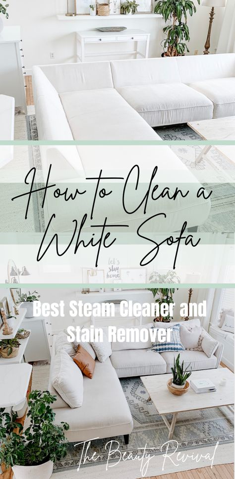 How to clean your light colored sofa, secitional and couch. Steam Clean Couch, Couch Stains, Light Colored Sofa, Colored Sofa, White Fabric Sofa, Best Steam Cleaner, Deep Cleaning Hacks, White Couch, White Sectional