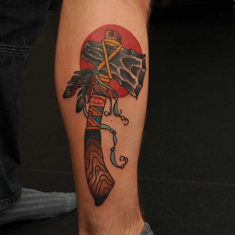 Traditional Tomahawk Axe Tattoo | Flickr - Photo Sharing! Tomahawk Tattoo, Sick Tattoos, Meaning Tattoos, Texas Tattoos, Tattoos Meaning, Tattoo Board, Tattoo Traditional, American Tattoos, Traditional Ink