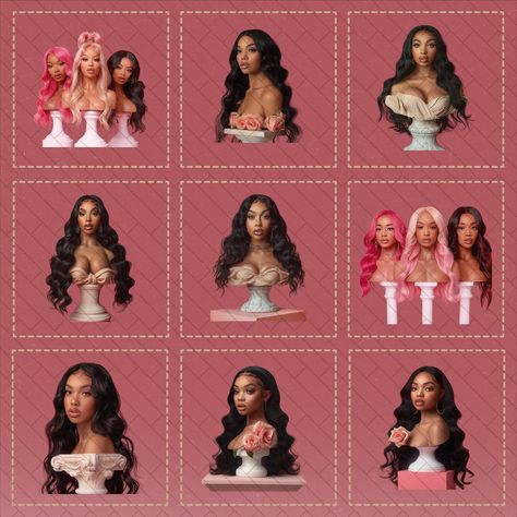 We coming thruuuuu with the hair stock images 🙌🏼🌹🎞️ all images generated with AI of course 💅🏼 now available on my site as a bundle. The bundle includes 10 hair stock images with full backgrounds & 10 images with no backgrounds 🙌🏼 just in case you don’t want the hassle of removing backgrounds, I got you 💃🏻 Comment “hair bundle” for the 🔗🏃 . . . . #hairbundlesale #stockimages #aigenerativeart #beautystock #hairstylists Wig Background Ideas, Bundles Photoshoot, Bundles Photoshoot Ideas, Bundle Business, Marketing Inspiration, Beauty Room Design, Barbie Hair, Birthday Shoot, Background Ideas