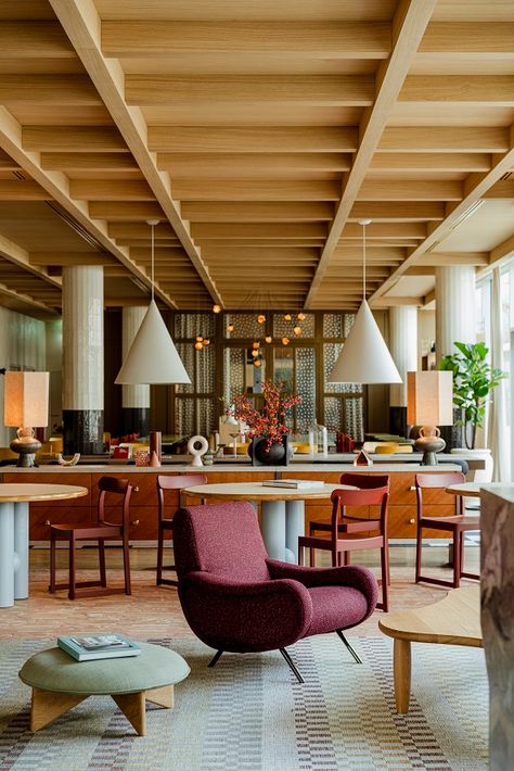 Modern Lobby, Hotel Interior Design, Lobby Design, Modern Hotel, Hotel Interiors, Commercial Interior Design, Hospitality Design, Hotel Design, Mid Century Modern Furniture