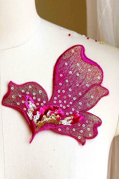 HOT PINK GOLD Leaf Lace Applique, Embroidery Leaves Lace Patch, Flowery Lace for Dancing Costumes, Jeans, Dresses, Jackets P010-E by LaceLoveLife on Etsy Embroidery Leaves, Dancing Costumes, Embroidery Leaf, Applique Embroidery, Gold Embroidery, Lace Applique, Dance Costumes, Embroidered Patches, Pink Gold