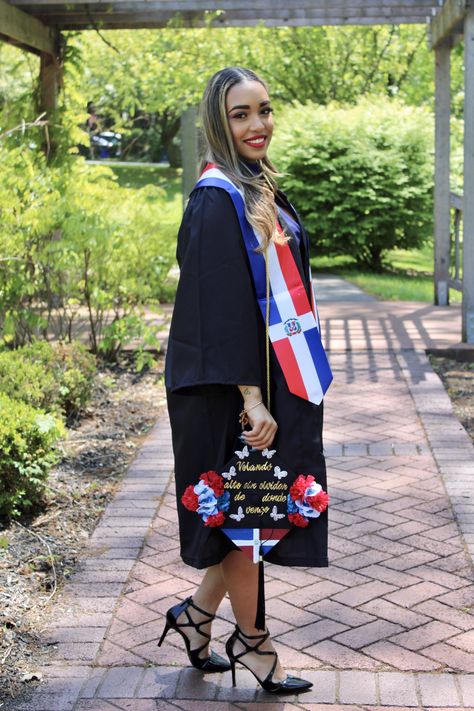 Dominican flag, graduation, cap, gown, 2020 grad Dominican Republic Graduation Cap, Dominican Cap Graduation, Dominican Graduation Cap Ideas, Graduation Cap Designs Dominican, Dominican Graduation Cap, Dominican Graduation, Flag Graduation Cap, Graduation Shoot Ideas, College Grad Pictures