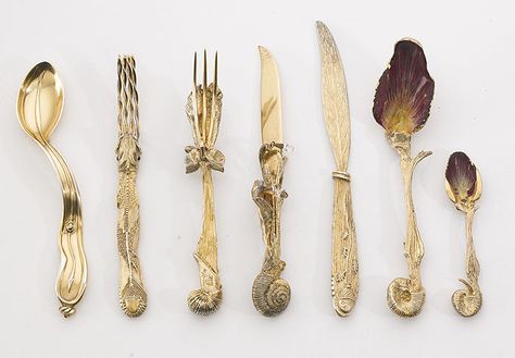 Salvador Dali – Ménagère (6 Piece Silver-Gilt Cutlery Set) 1957 Salvador Dali, Land Art, Cutlery Set, Dali, Forks, Little Mermaid, The Little Mermaid, Spoons, Ariel