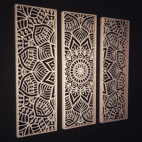 Wall Decorative Panels, Wooden Panel Design, Metal Sheet Design, Jaali Design, Large Scale Artwork, Laser Cut Screens, Mandala Wall Decor, Laser Cut Panels, Pooja Room Design